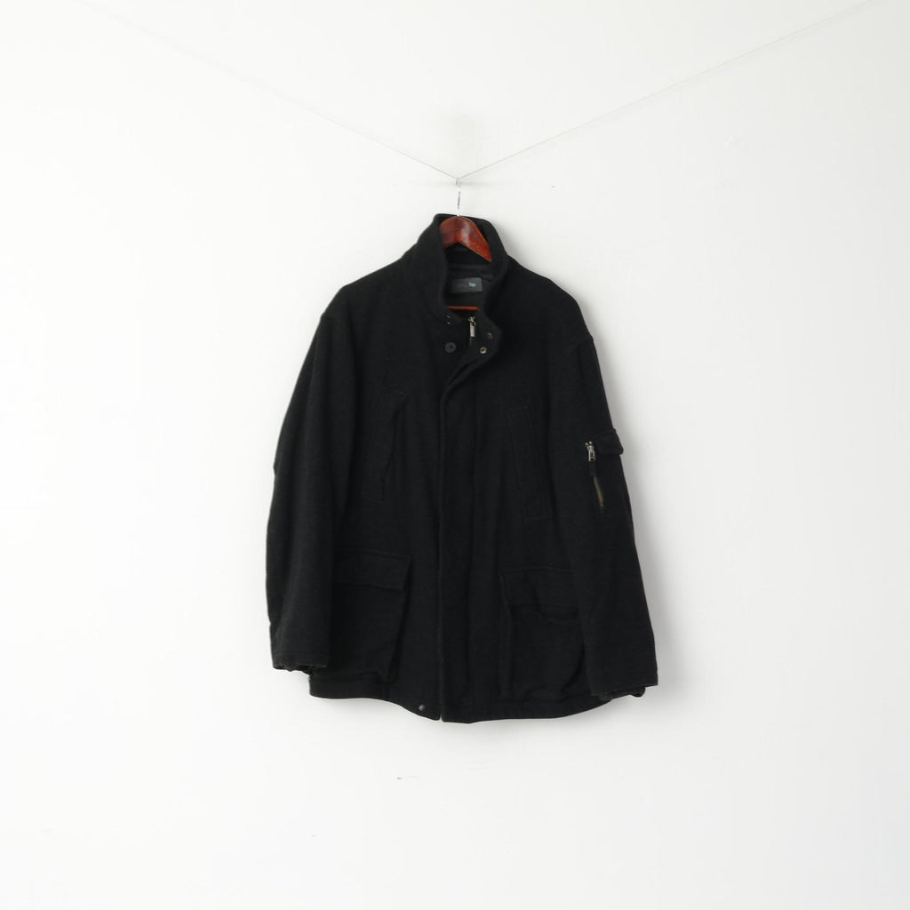 Marks &amp; Spencer Hommes L Veste Charcoal Laine Nylon Mélange Classique Fermeture Éclair Complète Top