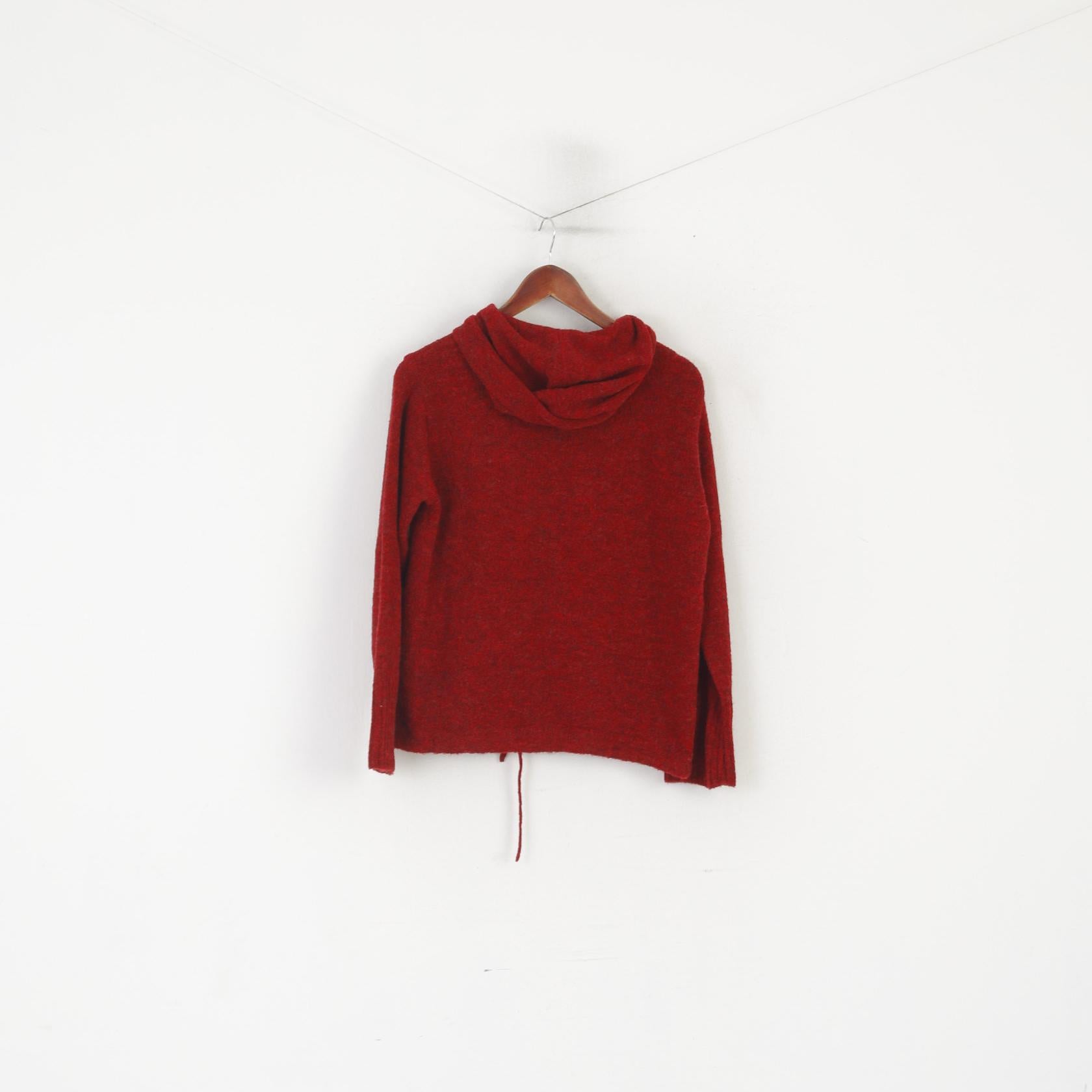 Inwear Jeans Femme M Pull Rouge Laine Sportswear À Capuche Made in Italy Pull