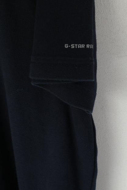 G-Star Raw Men XL Shirt Navy Cotton Embroidered Stretch Crew Neck Top