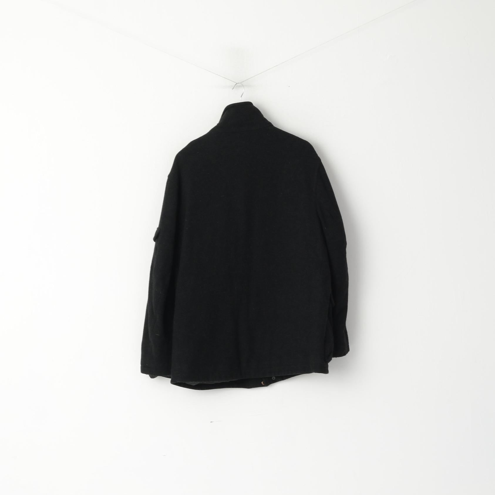 Marks &amp; Spencer Hommes L Veste Charcoal Laine Nylon Mélange Classique Fermeture Éclair Complète Top