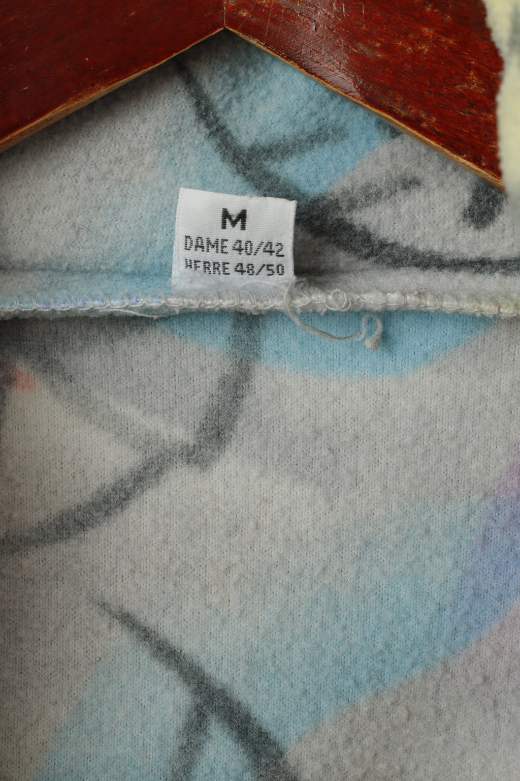 Shamp Men M Fleece Top Unisex Multicolour Vintage Zip Neck Two Pockets