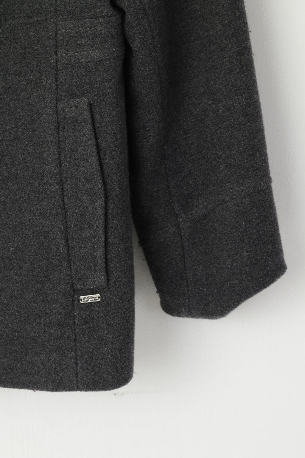 s. Oliver Women 42 L Pea Coat Gray Wool Double Breasted Classic Jacket