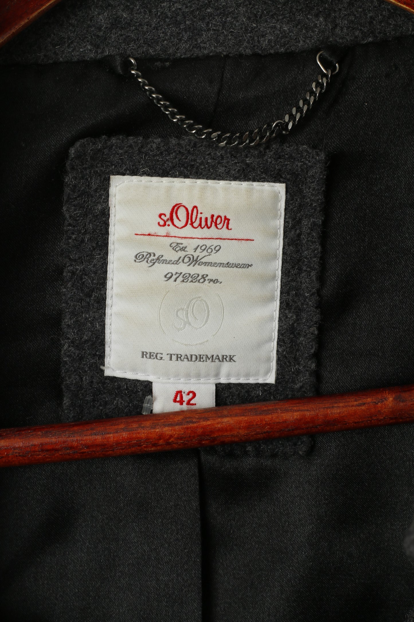 S. Giacca classica doppiopetto in lana grigia da donna Oliver 42 L