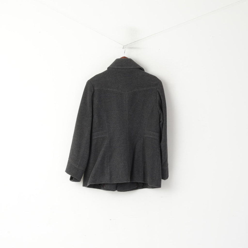 s. Oliver Women 42 L Pea Coat Gray Wool Double Breasted Classic Jacket