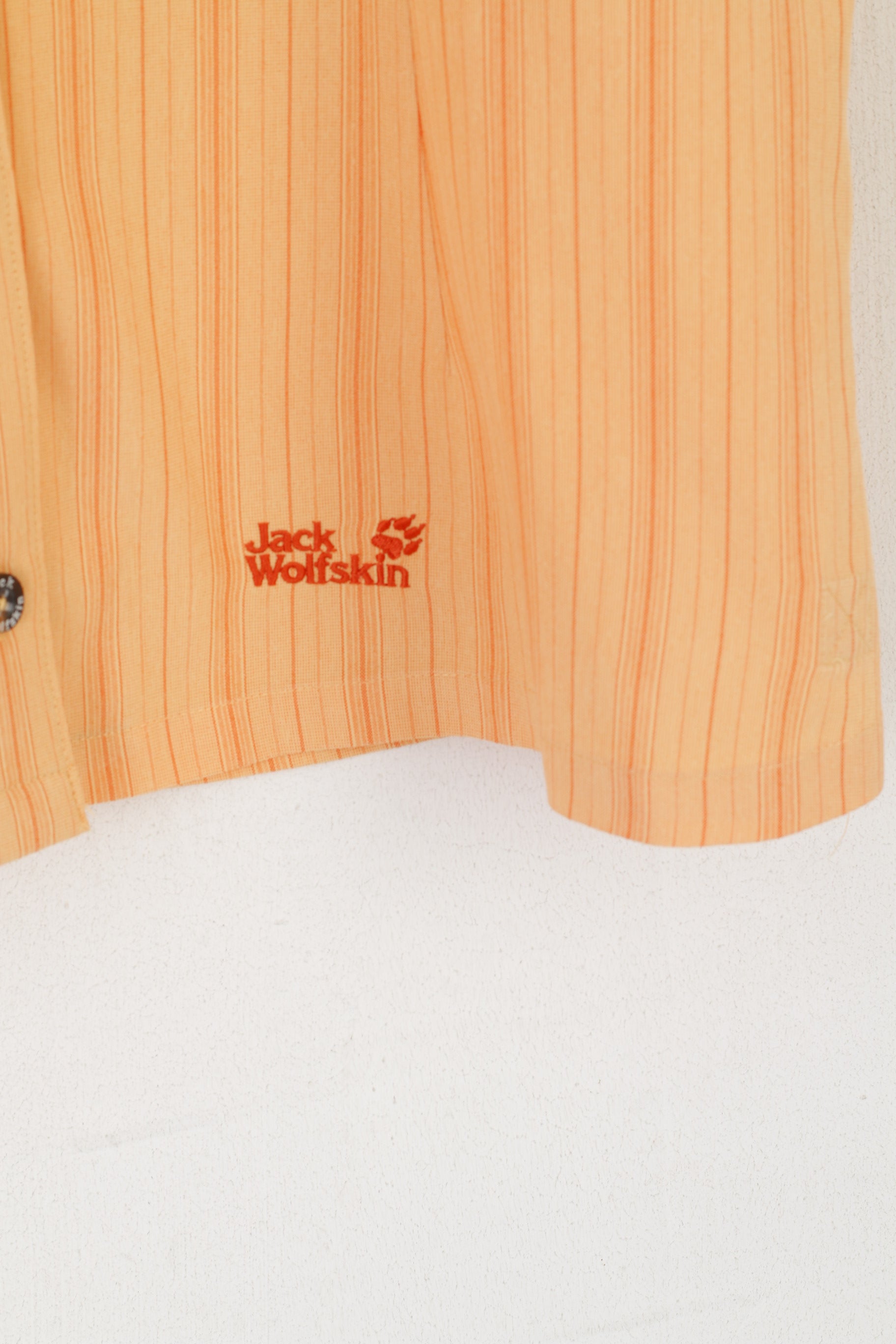 Jack Wolfskin Women L 14/16 Casual Shirt Orange Travel Striped Outdoor Top
