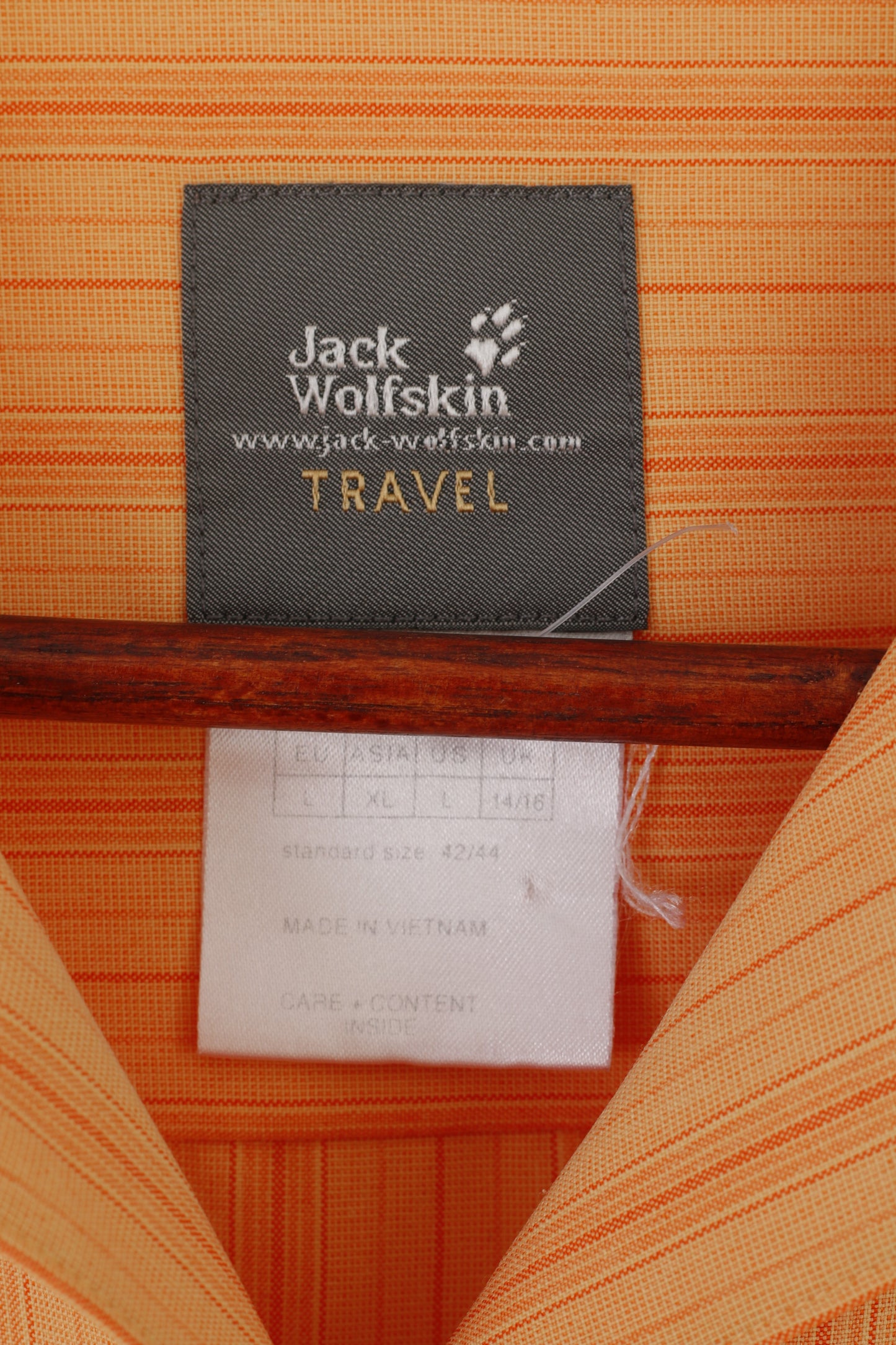 Jack Wolfskin Donna L 14/16 Camicia casual Top da esterno a righe da viaggio arancione
