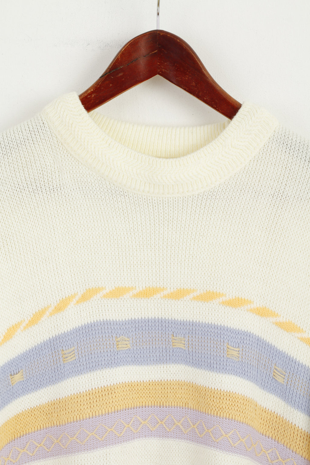 Guy Frager Women M Jumper Beige Acrylic Knit Long Made in UK Casual Sweater