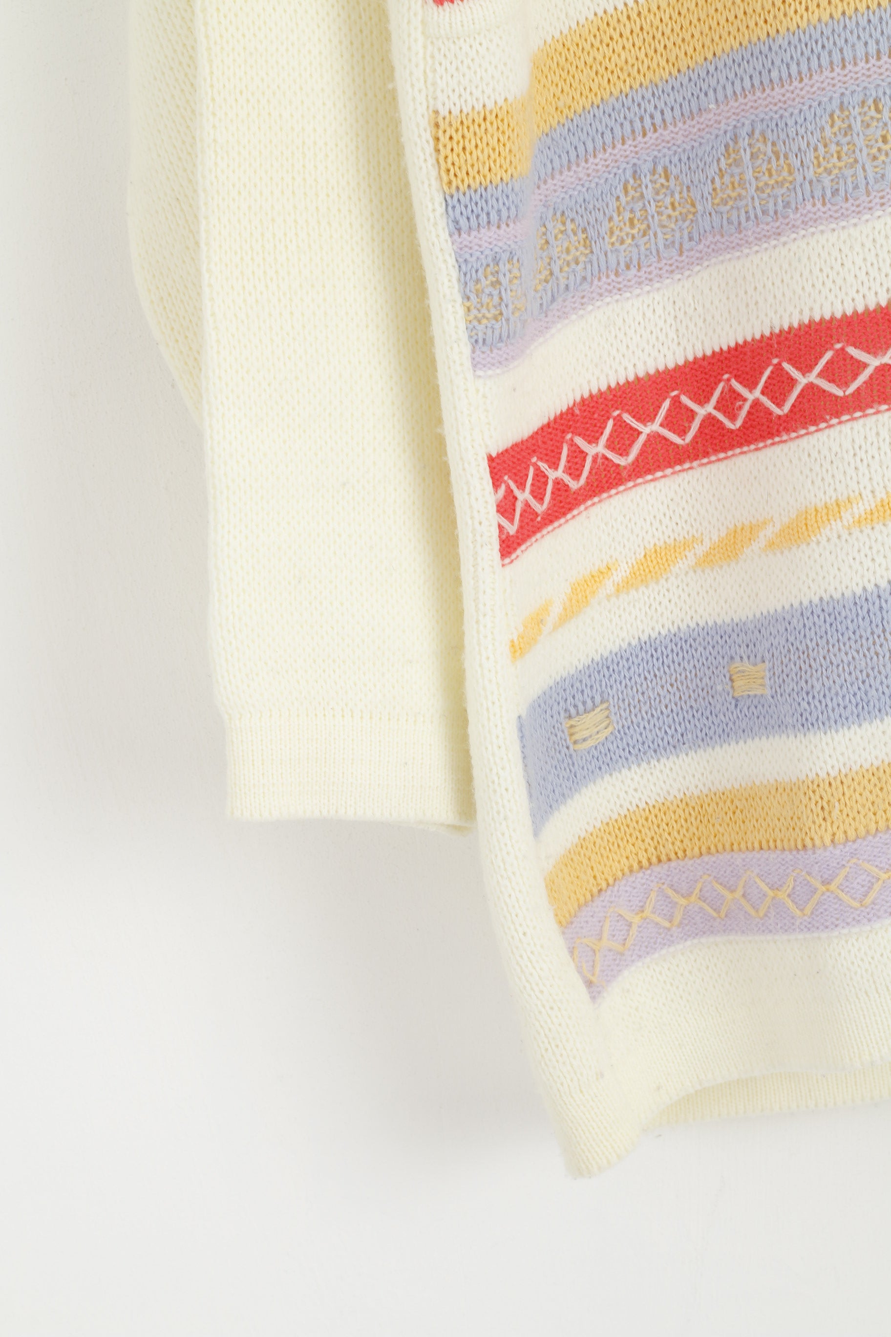 Guy Frager Femme M Pull Beige Acrylique Tricot Long Fabriqué au Royaume-Uni Pull Décontracté