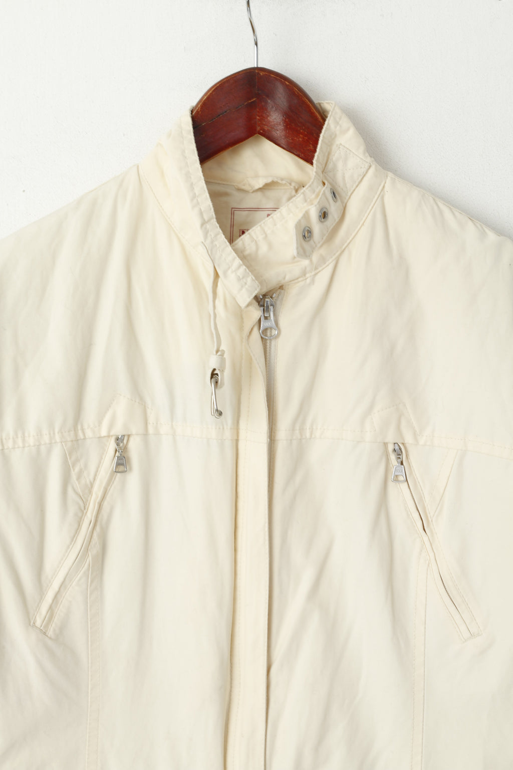 Napapijri Women S Jacket Property Cream Cotton Nylon Lightweight Zip Up Top