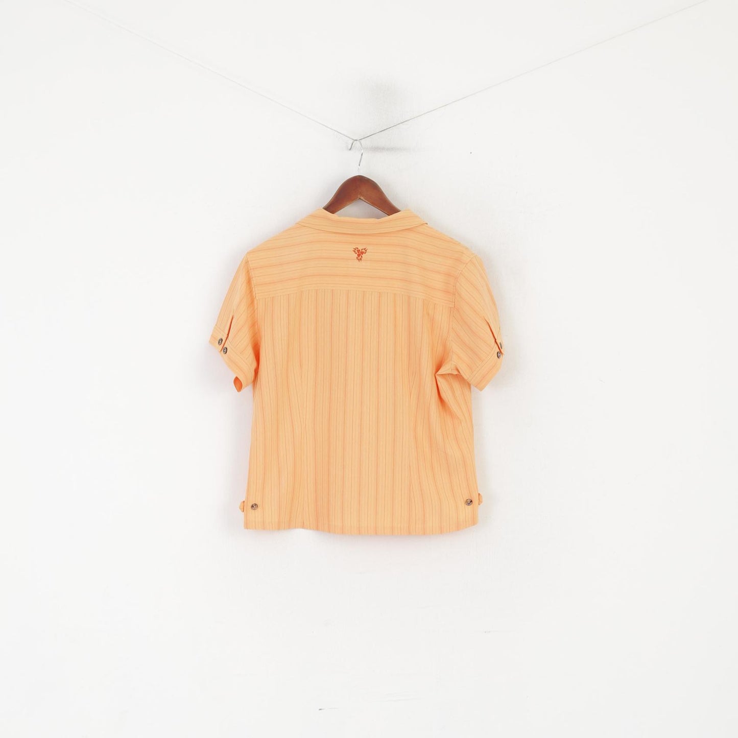Jack Wolfskin Women L 14/16 Casual Shirt Orange Travel Striped Outdoor Top