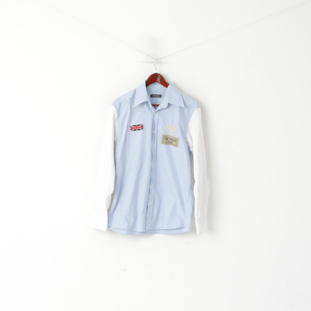 Paolo Monti Men S Casual Shirt Blue Cotton Los Amigos Team Australia #1 Top
