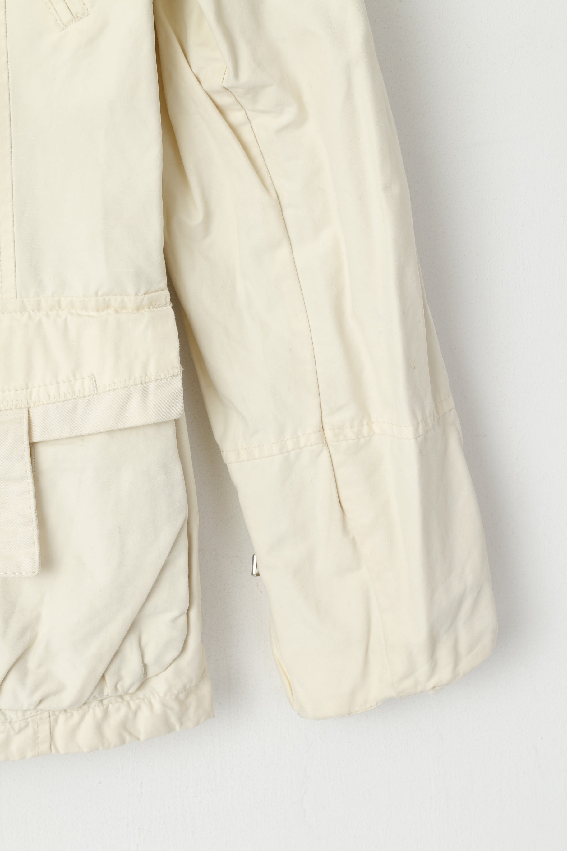 Napapijri Women S Jacket Property Cream Cotton Nylon Lightweight Zip Up Top