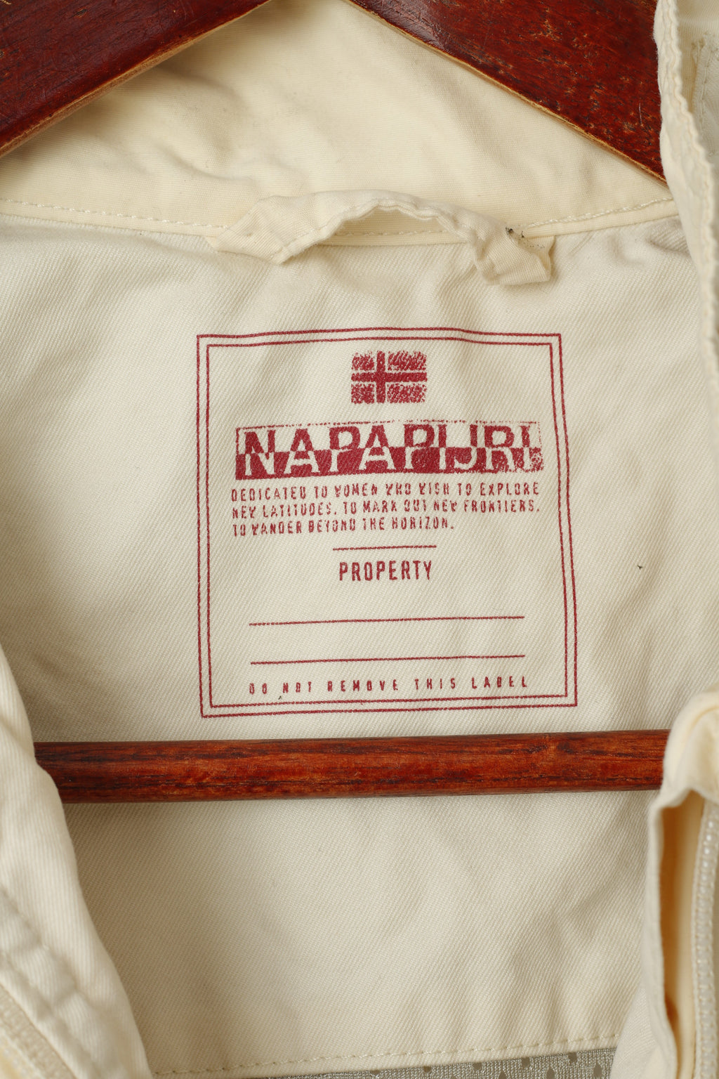 Napapijri Women S Jacket Property Cream Cotton Nylon Lightweight Zip Up Top