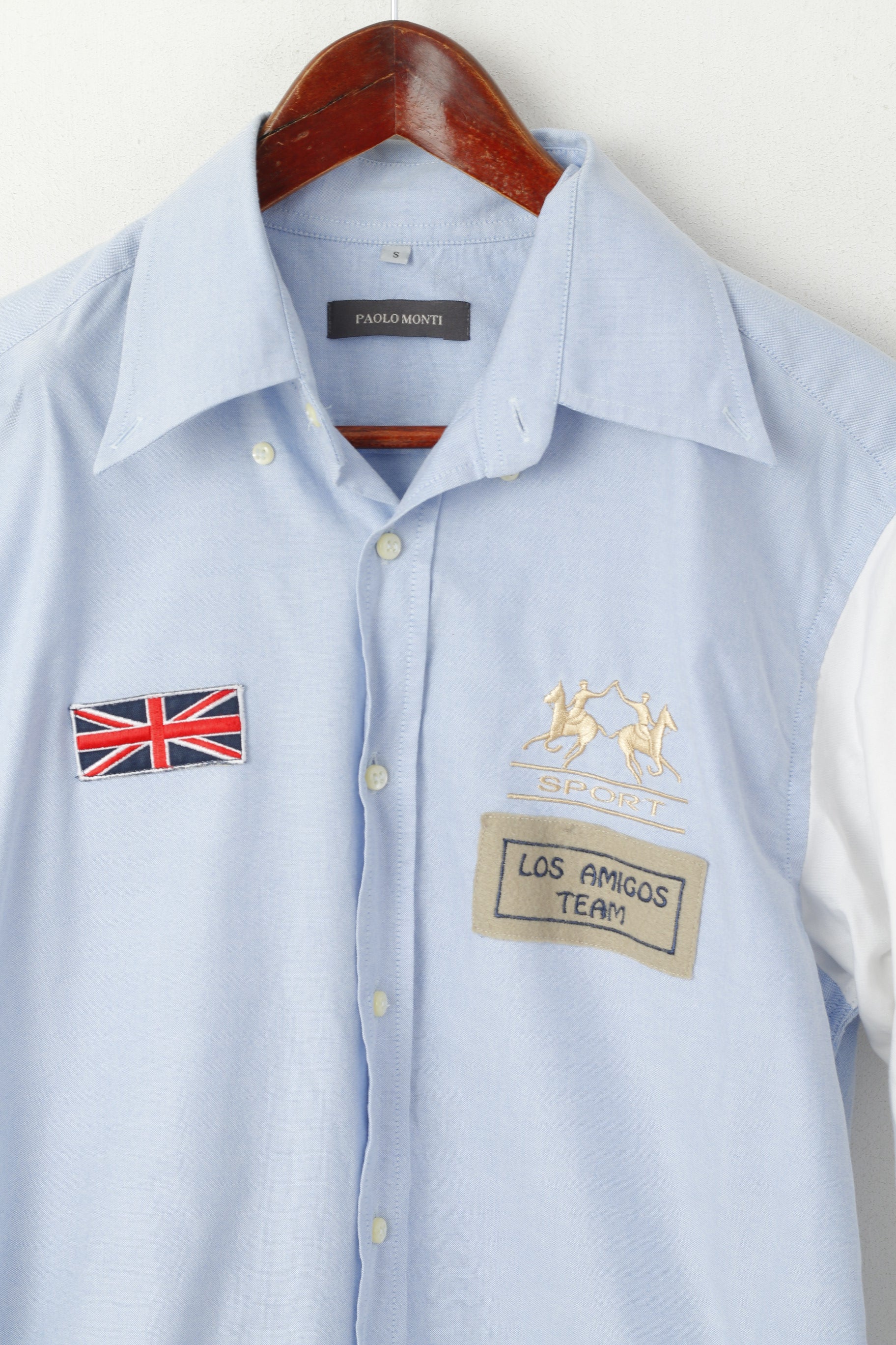 Paolo Monti Men S Casual Shirt Blue Cotton Los Amigos Team Australia #1 Top