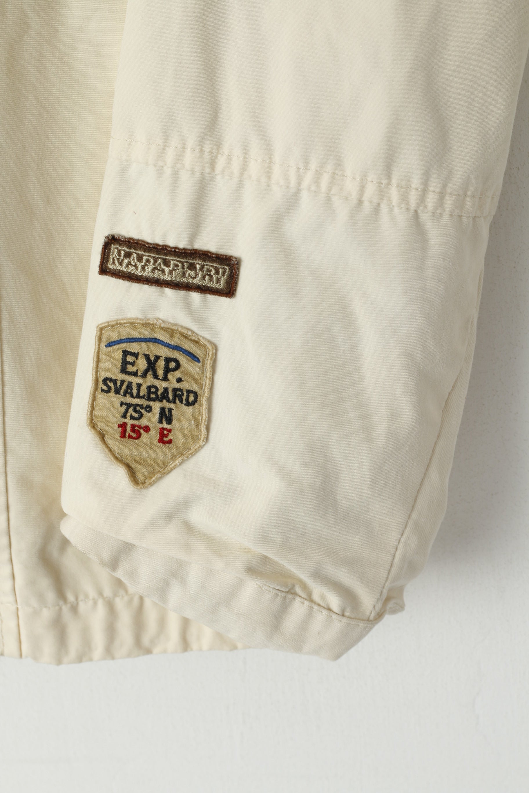 Napapijri Women S Jacket Property Cream Cotton Nylon Lightweight Zip Up Top