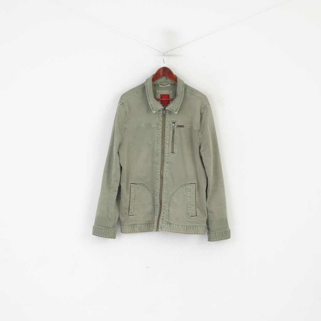 S. Oliver Giacca XL da uomo in cotone verde oliva Chore Top classico con cerniera intera