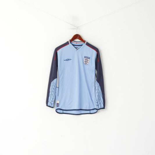 Umbro Chemise à manches longues pour homme Bleu Angleterre Football Kick Off 2004 Haut en jersey