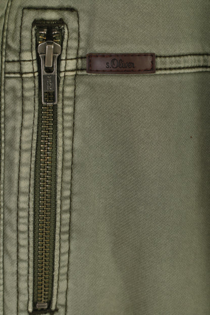 S. Oliver Men XL Jacket Olive Green Cotton Chore Classic Full Zipper Top