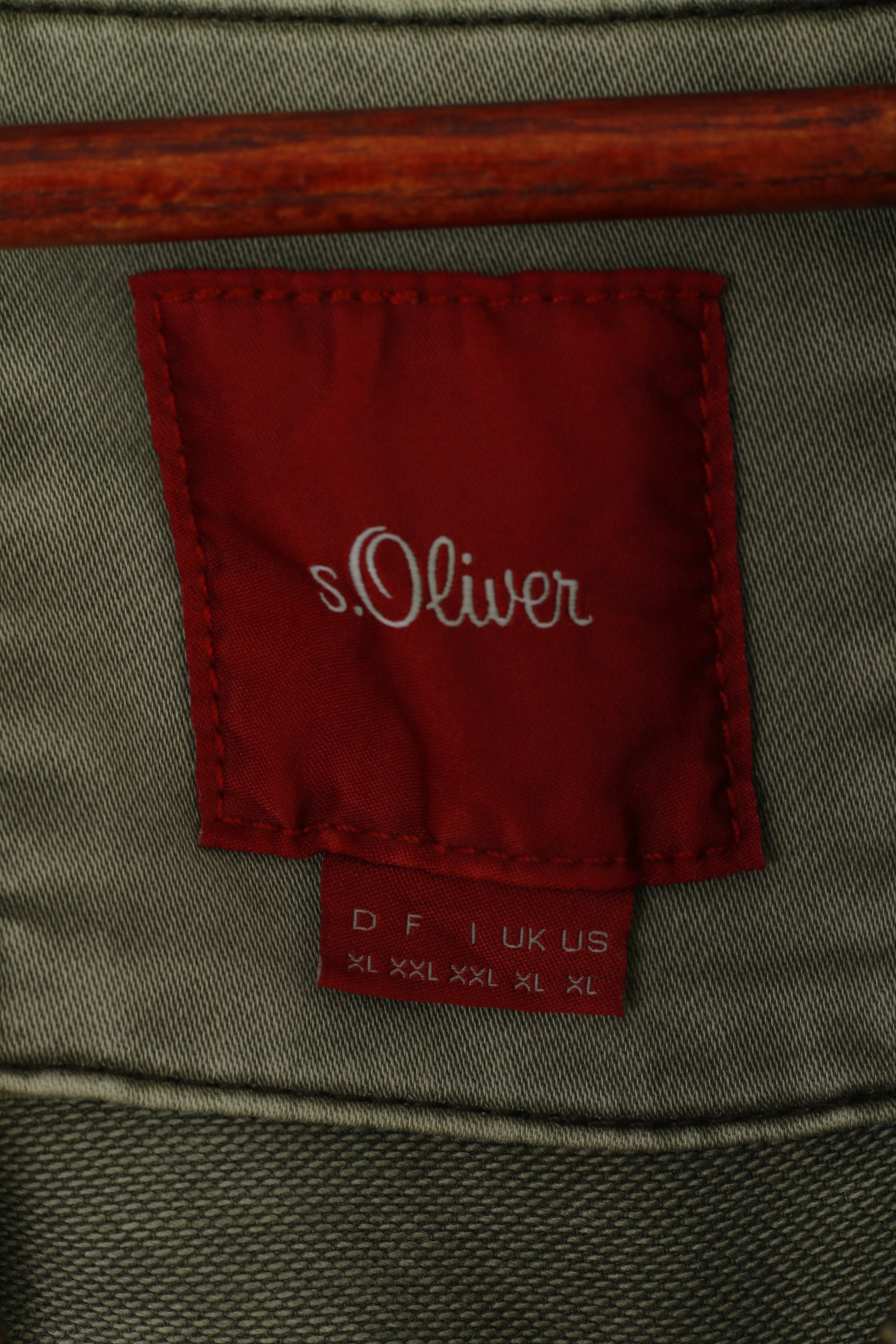 S. Oliver Giacca XL da uomo in cotone verde oliva Chore Top classico con cerniera intera