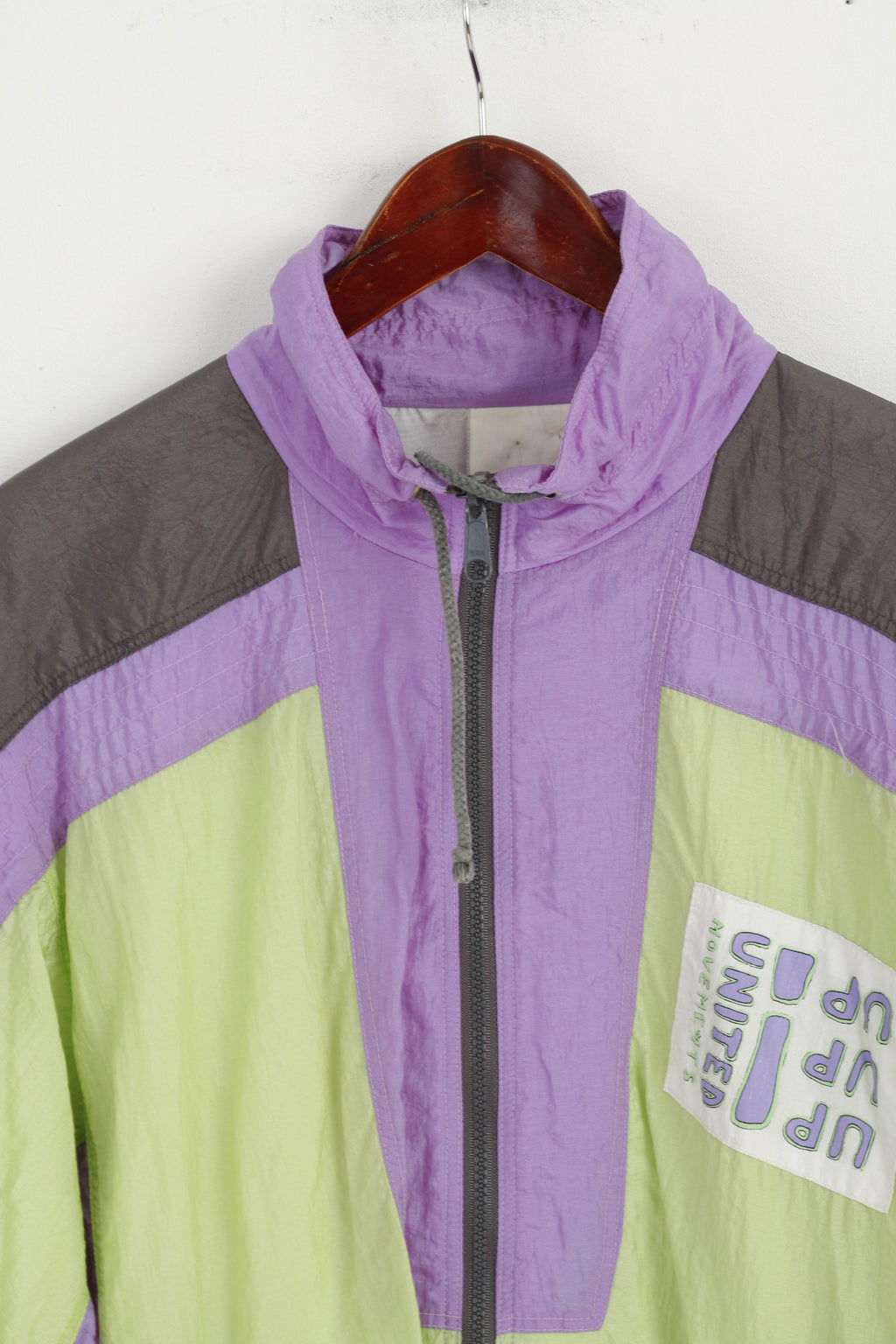 United Movements Veste Homme Violet Festival Nylon Vintage 80's Zip Up Unisex Track Top