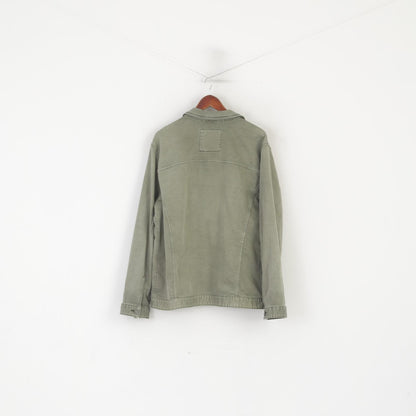 S. Oliver Men XL Jacket Olive Green Cotton Chore Classic Full Zipper Top