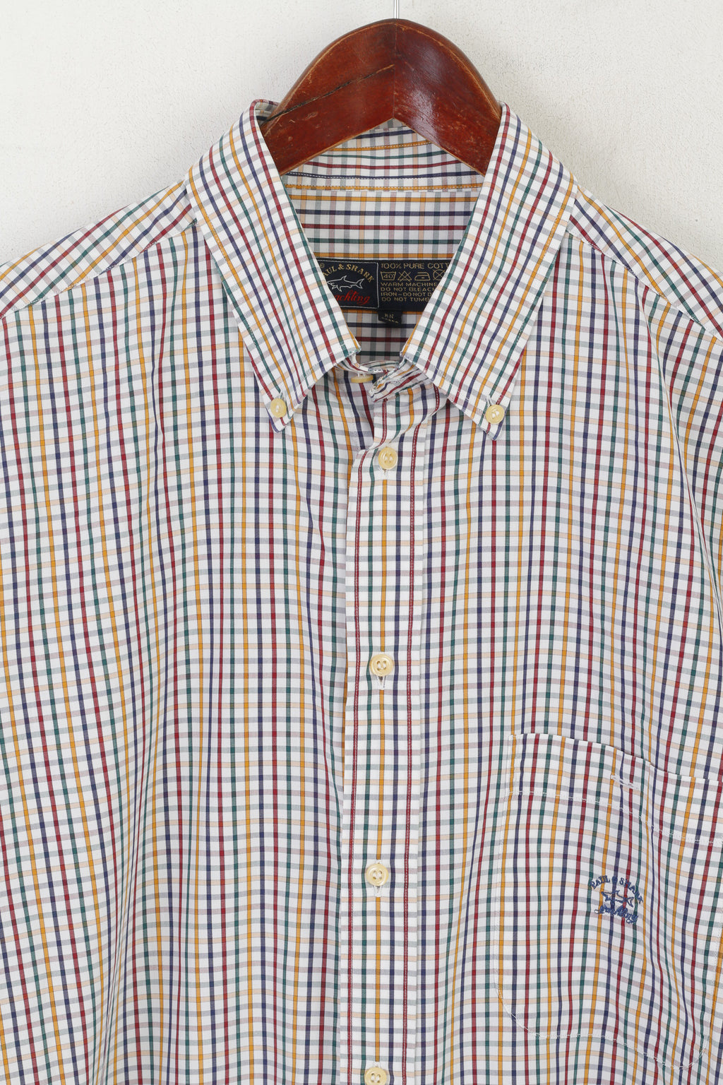 Paul & Shark Yachting Men 44 17.5 XXL Casual Shirt Multicolour Check Cotton Top