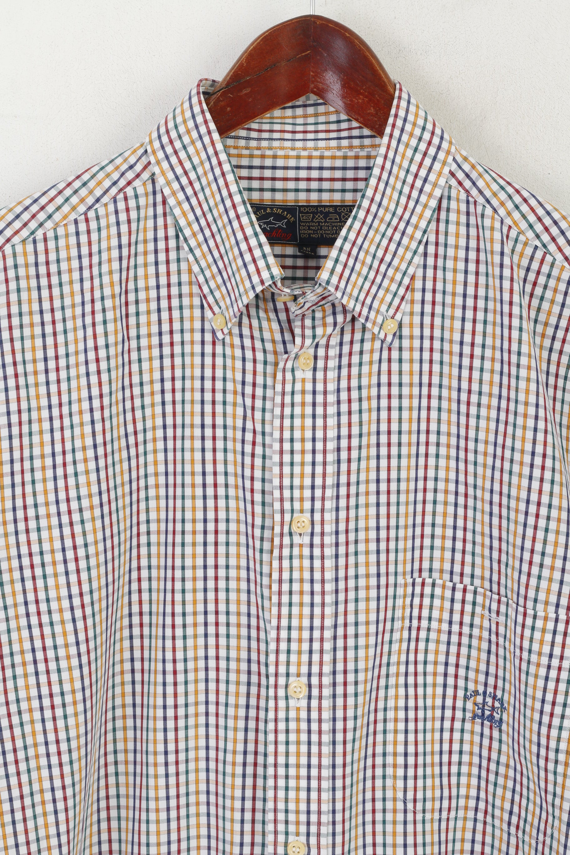 Paul & Shark Yachting Men 44 17.5 XXL Casual Shirt Multicolour Check Cotton Top