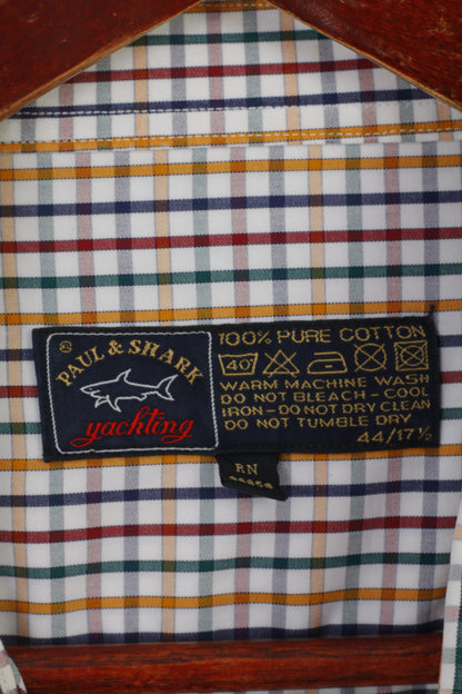 Paul & Shark Yachting Men 44 17.5 XXL Casual Shirt Multicolour Check Cotton Top