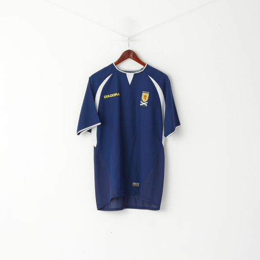 Maglia Diadora da uomo, girocollo in maglia blu scuro, maglia da calcio scozzese