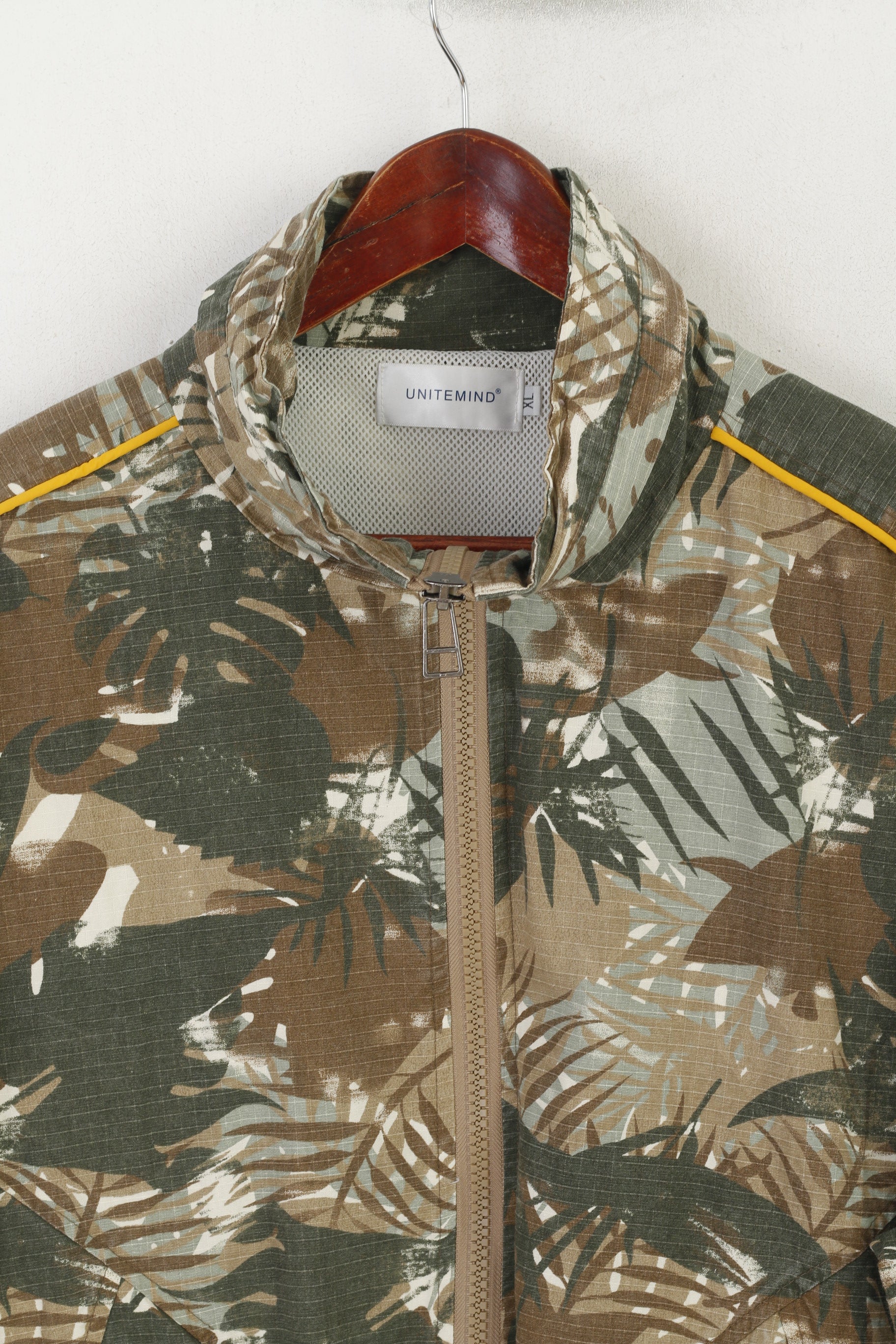 Unitemind Men XL Jacket Green Moro Bomber Full Zipper Lightweight Top