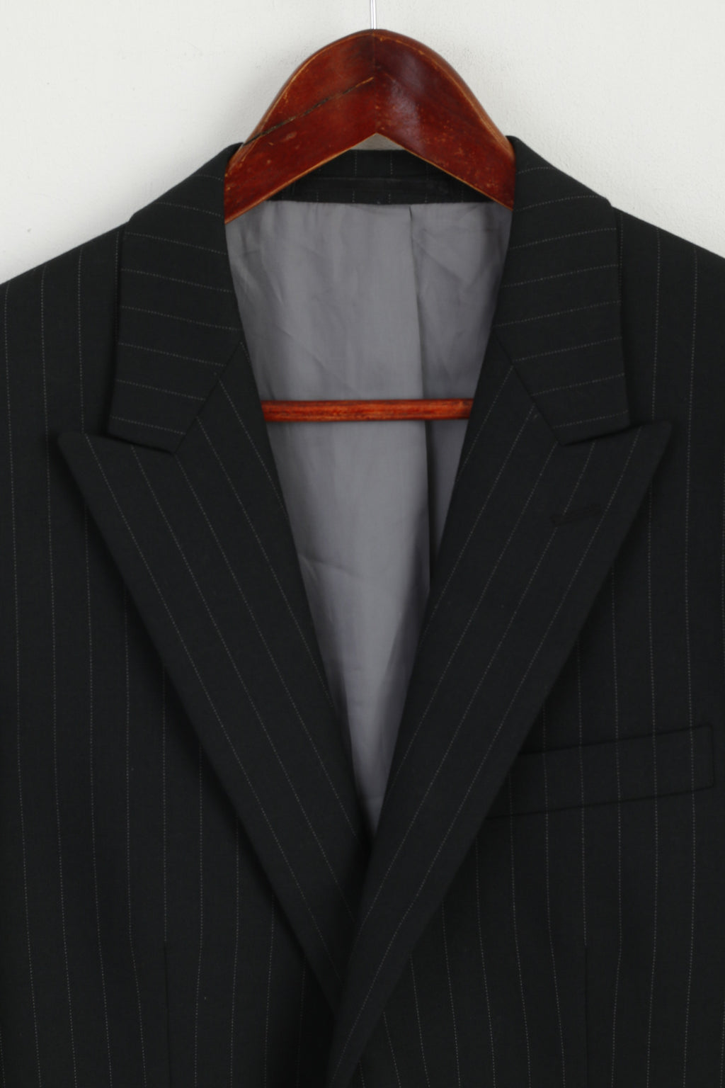 Lambretta Men 40" 102 Blazer Black Wool Striped Single Breasted Classic Jacket