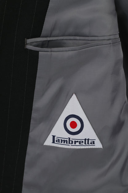 Lambretta Men 40" 102 Blazer Black Wool Striped Single Breasted Classic Jacket