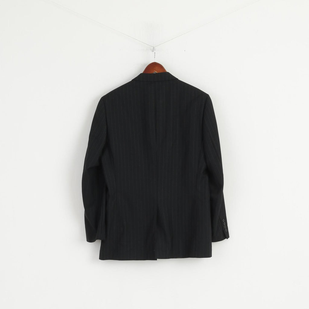 Lambretta Men 40" 102 Blazer Black Wool Striped Single Breasted Classic Jacket