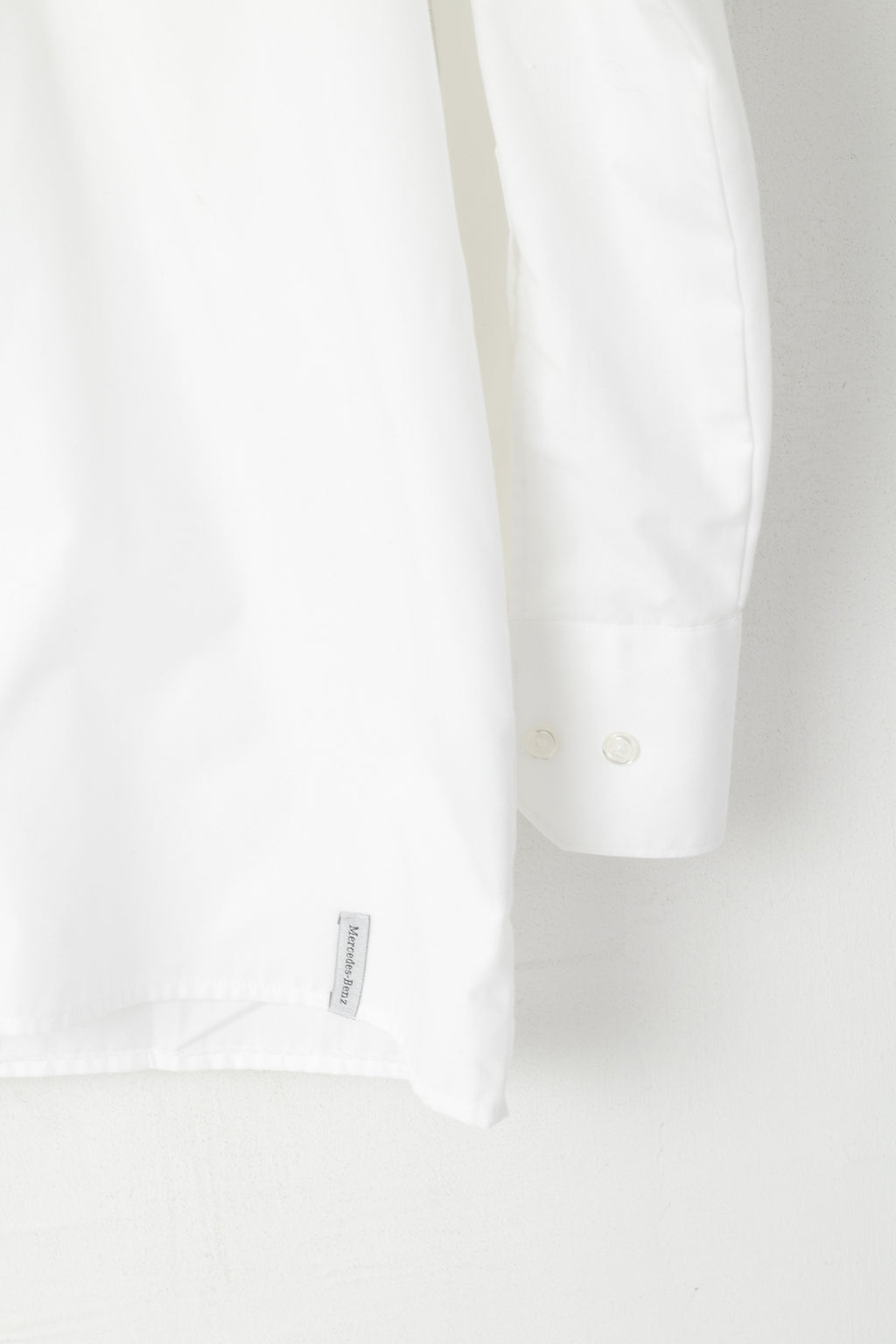 Mercedes Benz Men 38/40 L Casual Shirt White Cotton LogoLong Sleeve Top