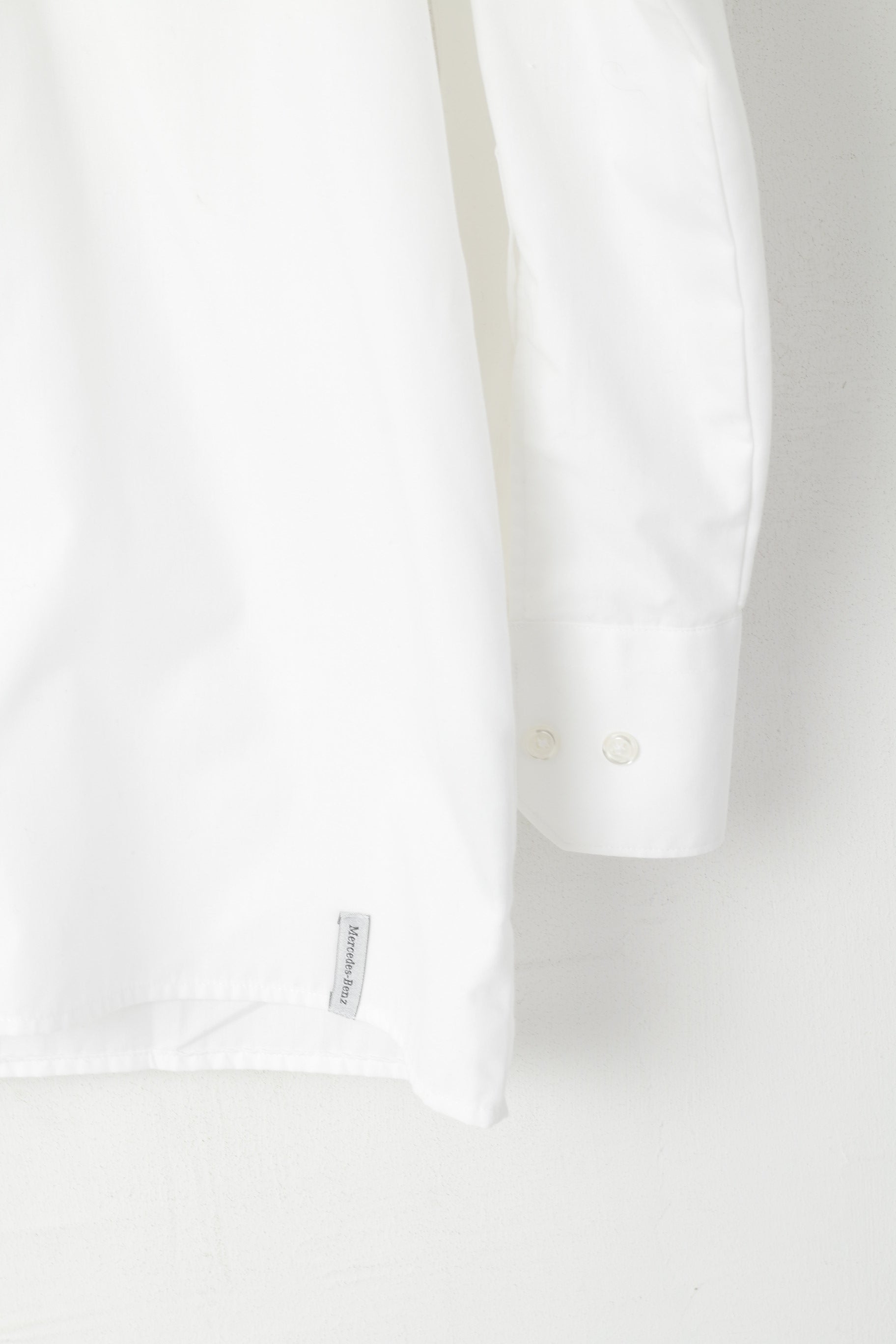 Mercedes Benz Men 38/40 L Casual Shirt White Cotton LogoLong Sleeve Top