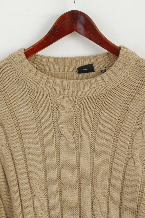 Camel Active Men XL Jumper Marron Laine Acrylique Mélange Tricot Classique Pull Pull