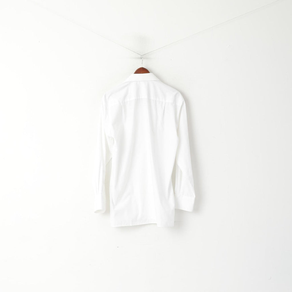 Mercedes Benz Men 38/40 L Casual Shirt White Cotton LogoLong Sleeve Top