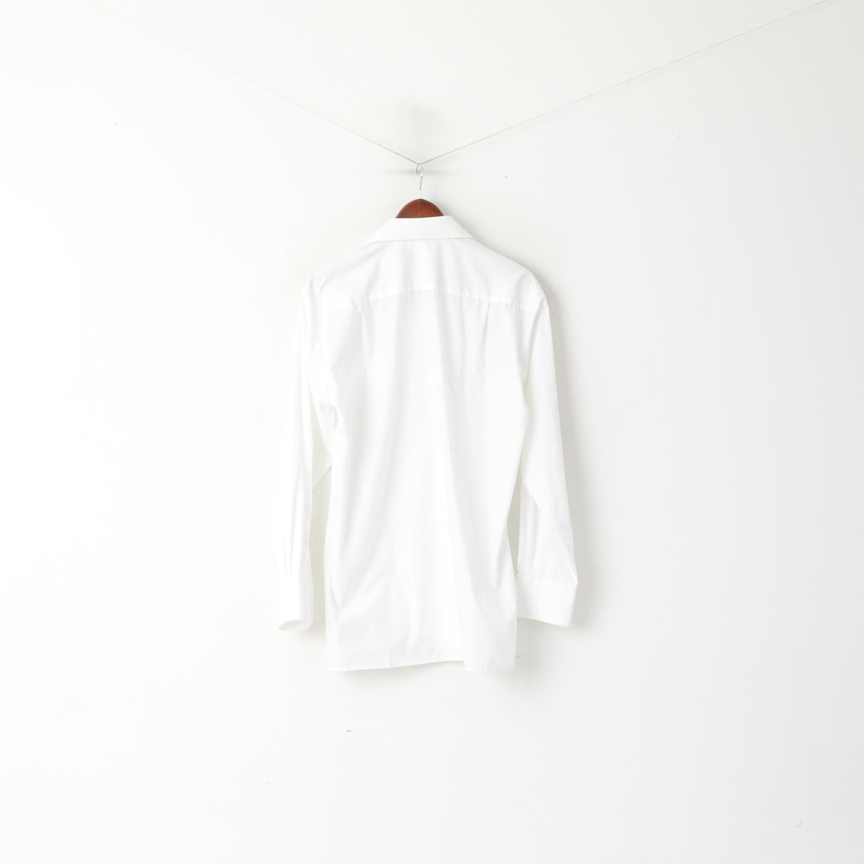 Mercedes Benz Men 38/40 L Casual Shirt White Cotton LogoLong Sleeve Top
