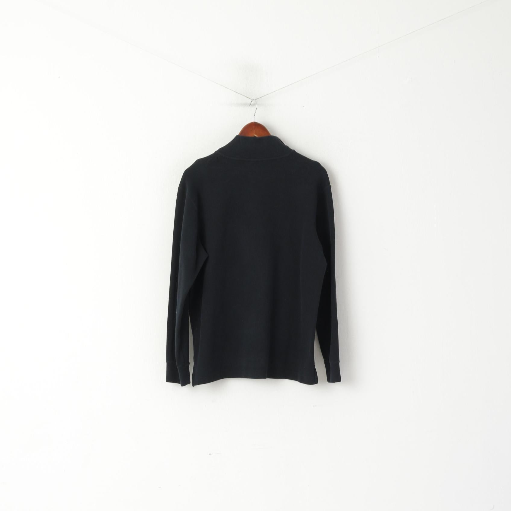 Kangol Men S Sweatshirt Black Pullover Cotton Vintage Zip Neck Sport Top