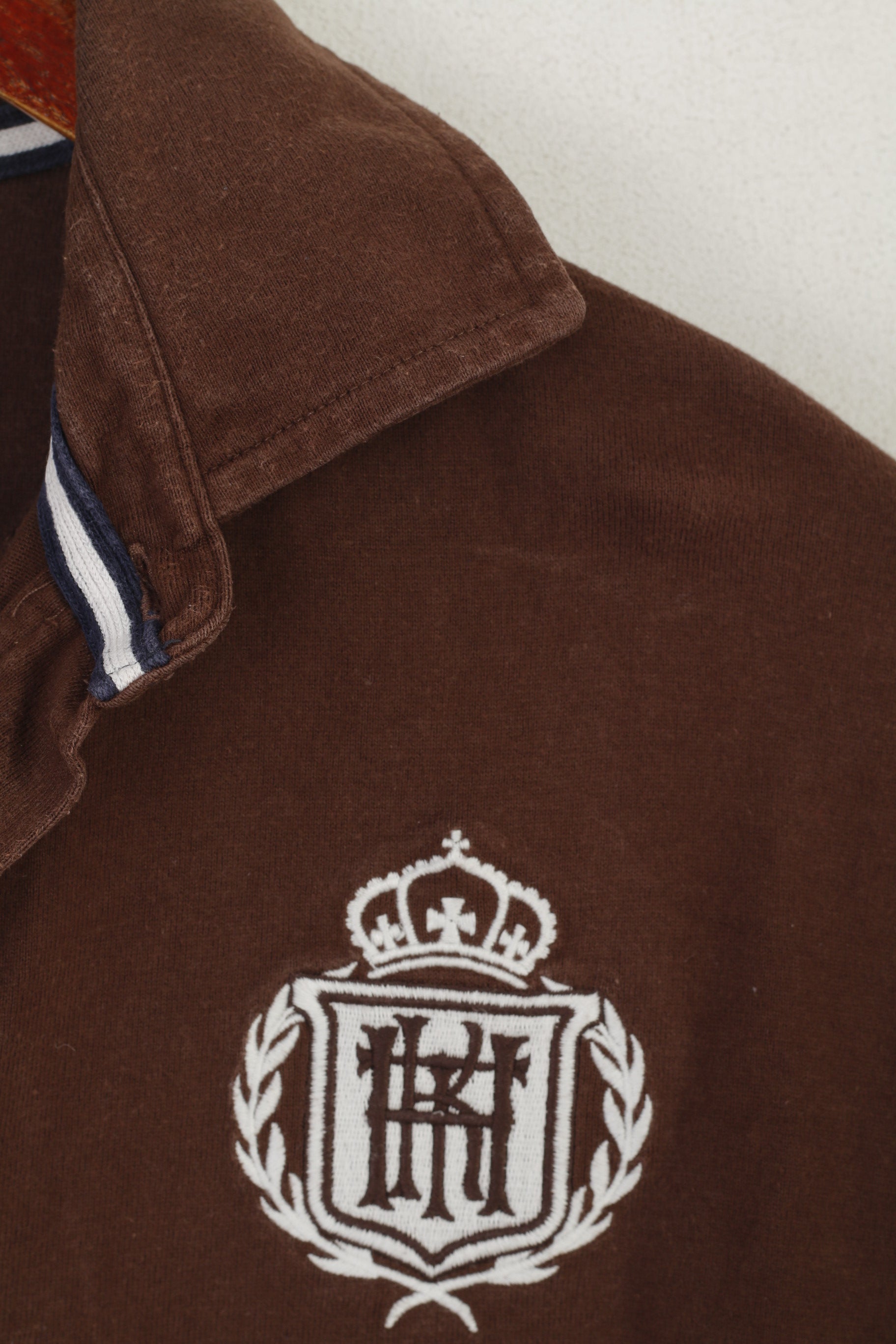 Hackett London Men XS Polo Shirt Brown Cotton Limited Edition Long Sleeve Top