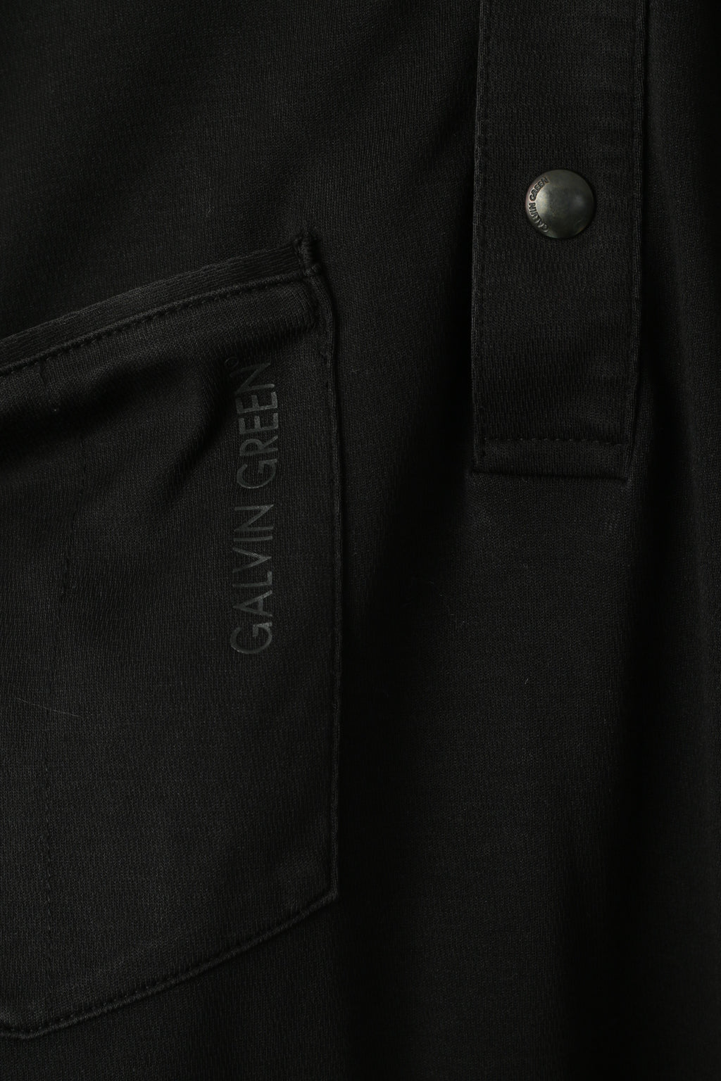 Polo Galvin Green da uomo L. Top con collo a scatto e tasca in cotone nero per abbigliamento sportivo