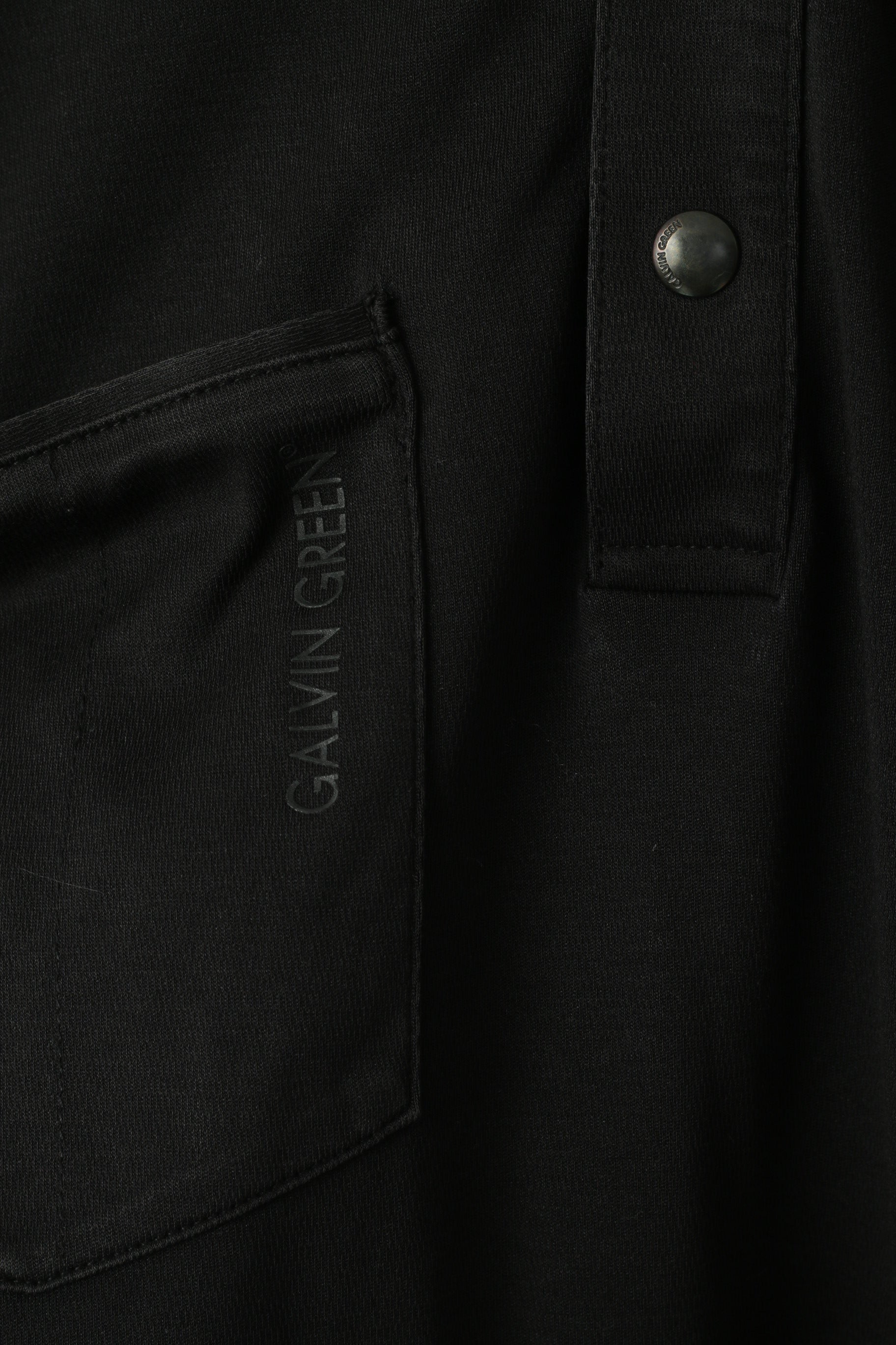 Polo Galvin Green da uomo L. Top con collo a scatto e tasca in cotone nero per abbigliamento sportivo