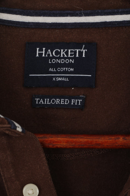 Hackett London Hommes XS Polo Marron Coton Édition Limitée Haut à Manches Longues