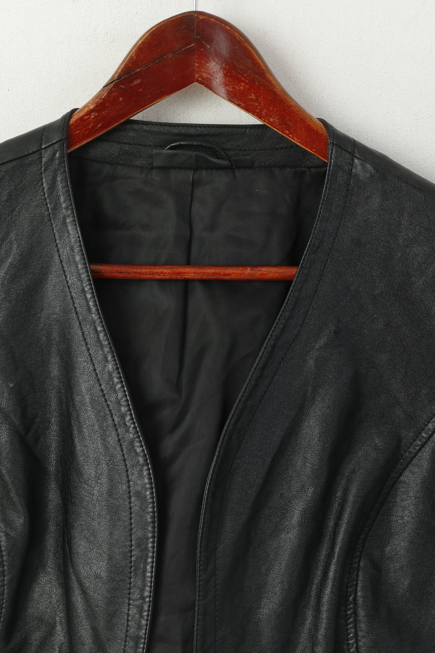 Paprika Women M Bolero Black Imitation Leather Short Sleeve Open Cropped Top