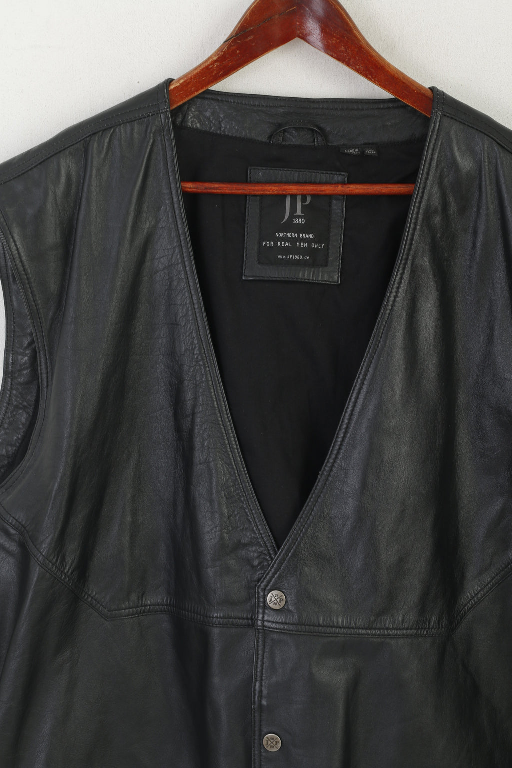 JP 1880 Men 6XL Waistcoat Black Leather Nappa Northern Brand Biker Vest