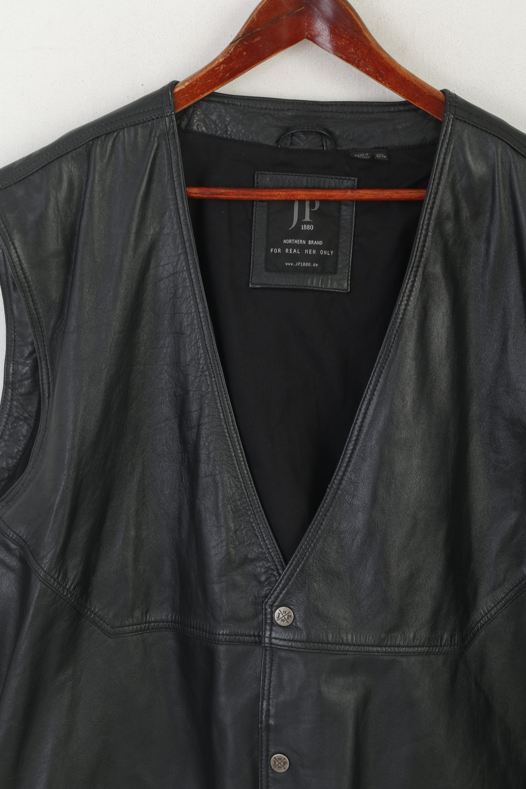 JP 1880 Men 6XL Waistcoat Black Leather Nappa Northern Brand Biker Vest
