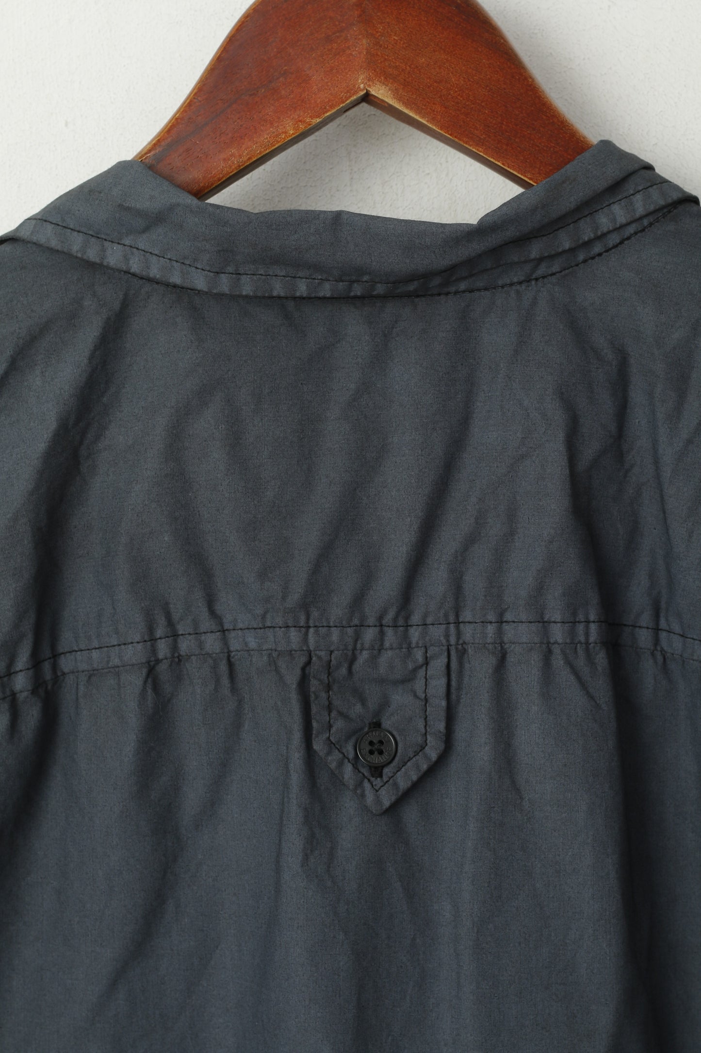 Armani Exchange Men L Casual Shirt Graphite Cotton Detailed BUtton Short Sleeve Top