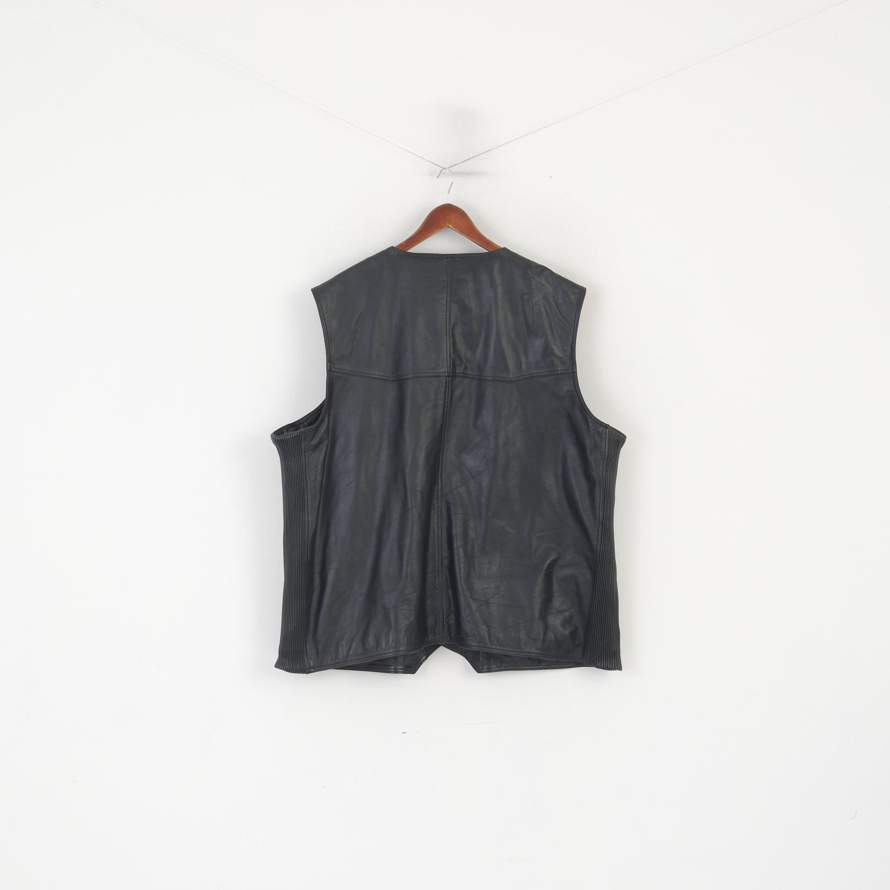 JP 1880 Men 6XL Waistcoat Black Leather Nappa Northern Brand Biker Vest