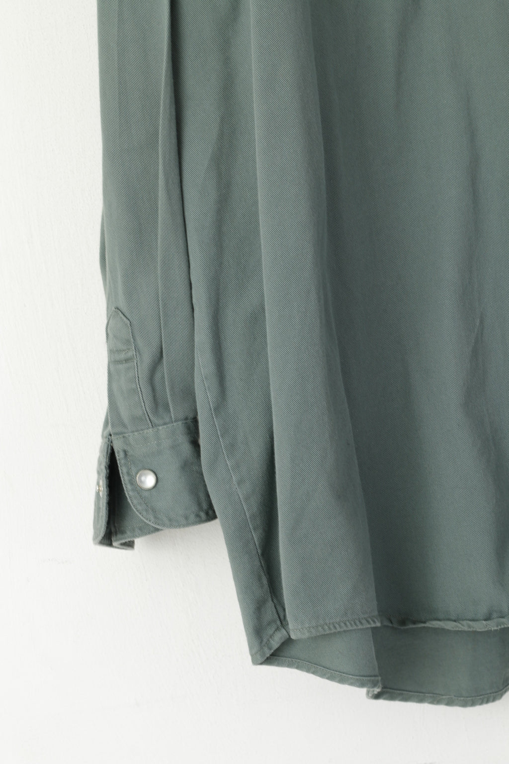 John F. Gee Jeanswear Men 49/50 3XL Casual Shirt Green Cotton Denim Oversize Top