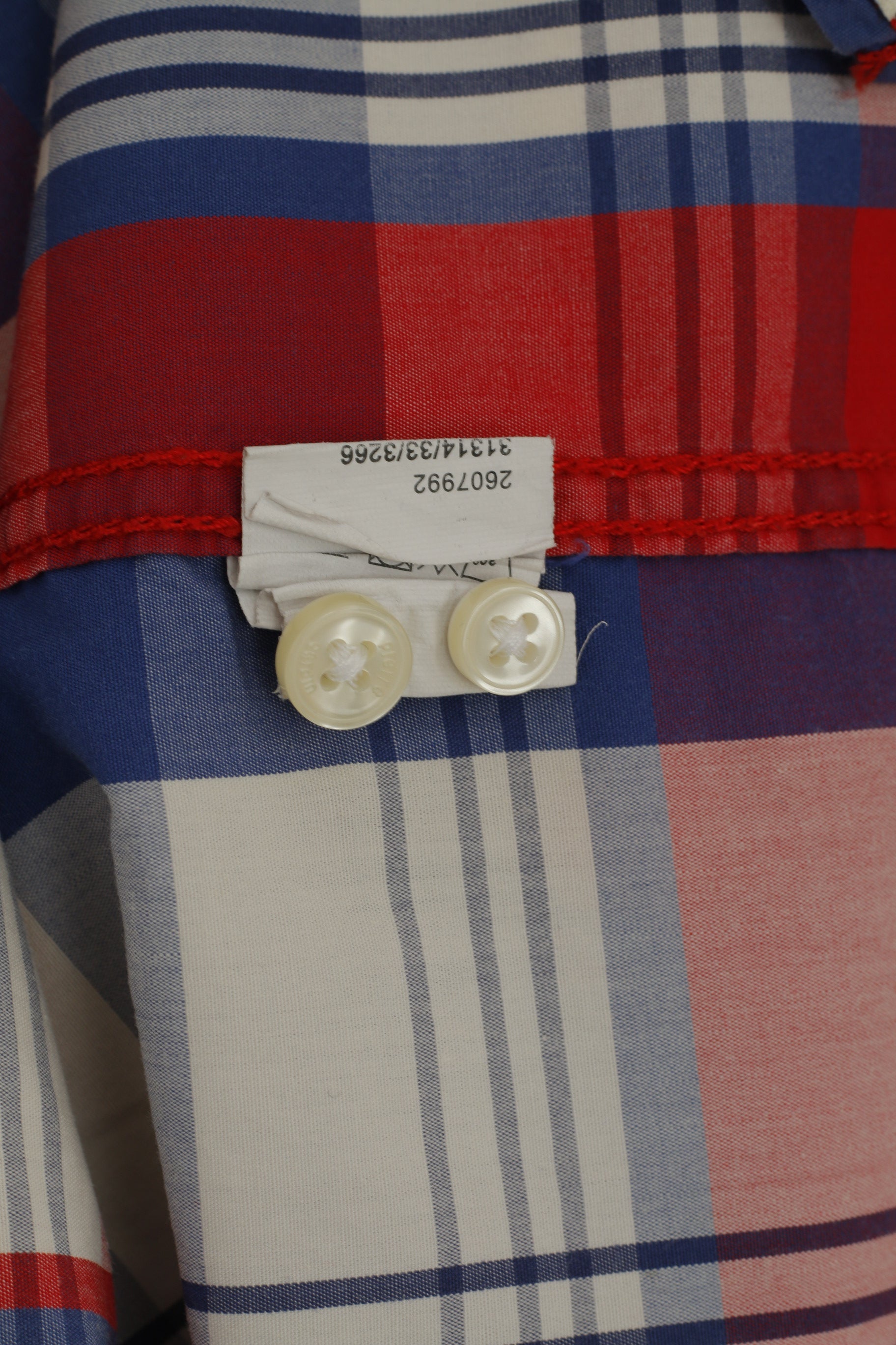 Pierre Cardin Men XL Casual Shirt French Heritage Blue Red Check Cotton Short Sleeve Top